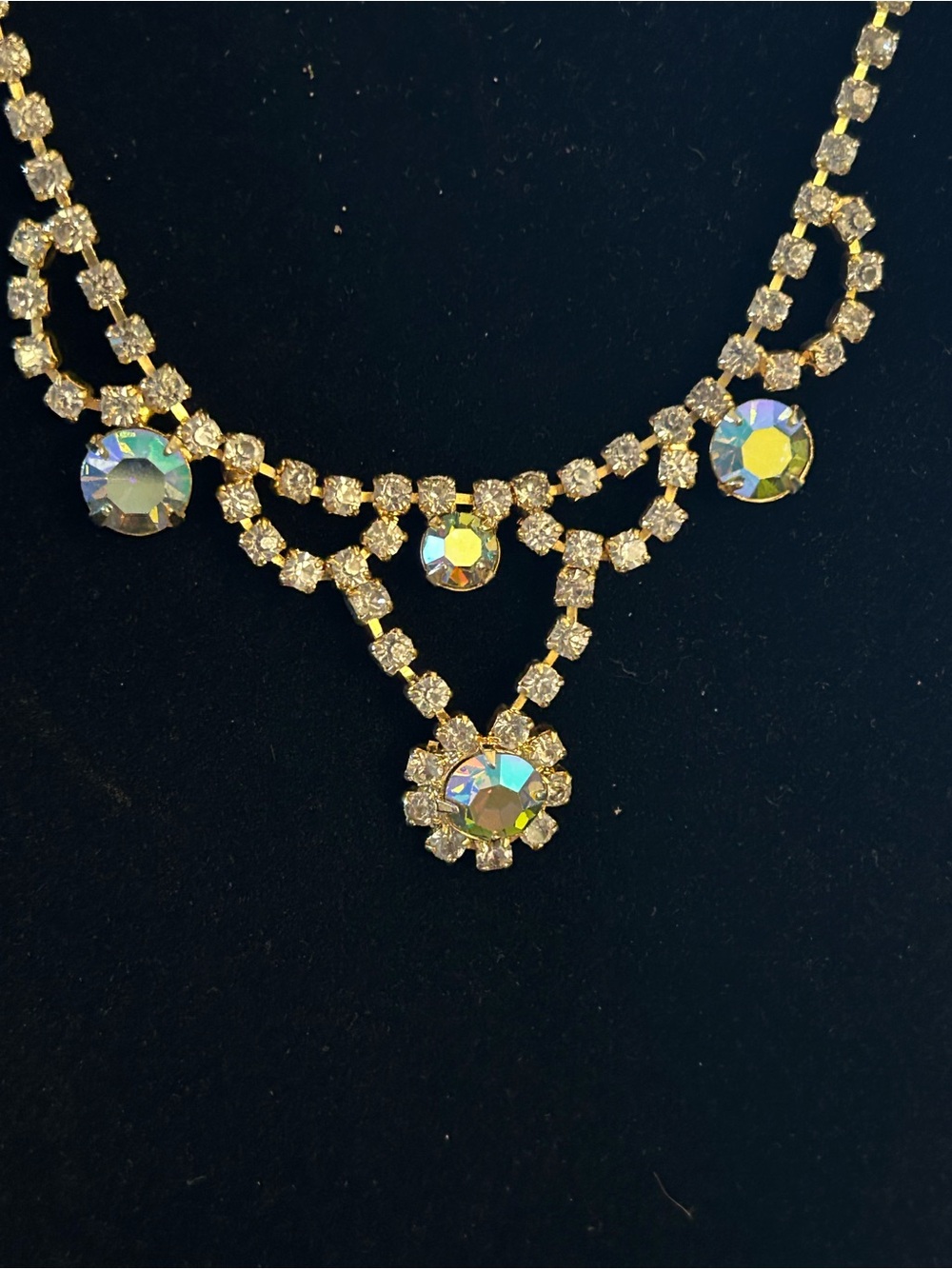 Gold-Tone Aurora Crystal Drop Necklace - White/Gold-15 inch Chocker